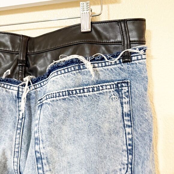 NEW Rag & Bone Shea Mixed Media Faux Leather Denim Combo High Rise Relaxed Jeans - Picture 11 of 14
